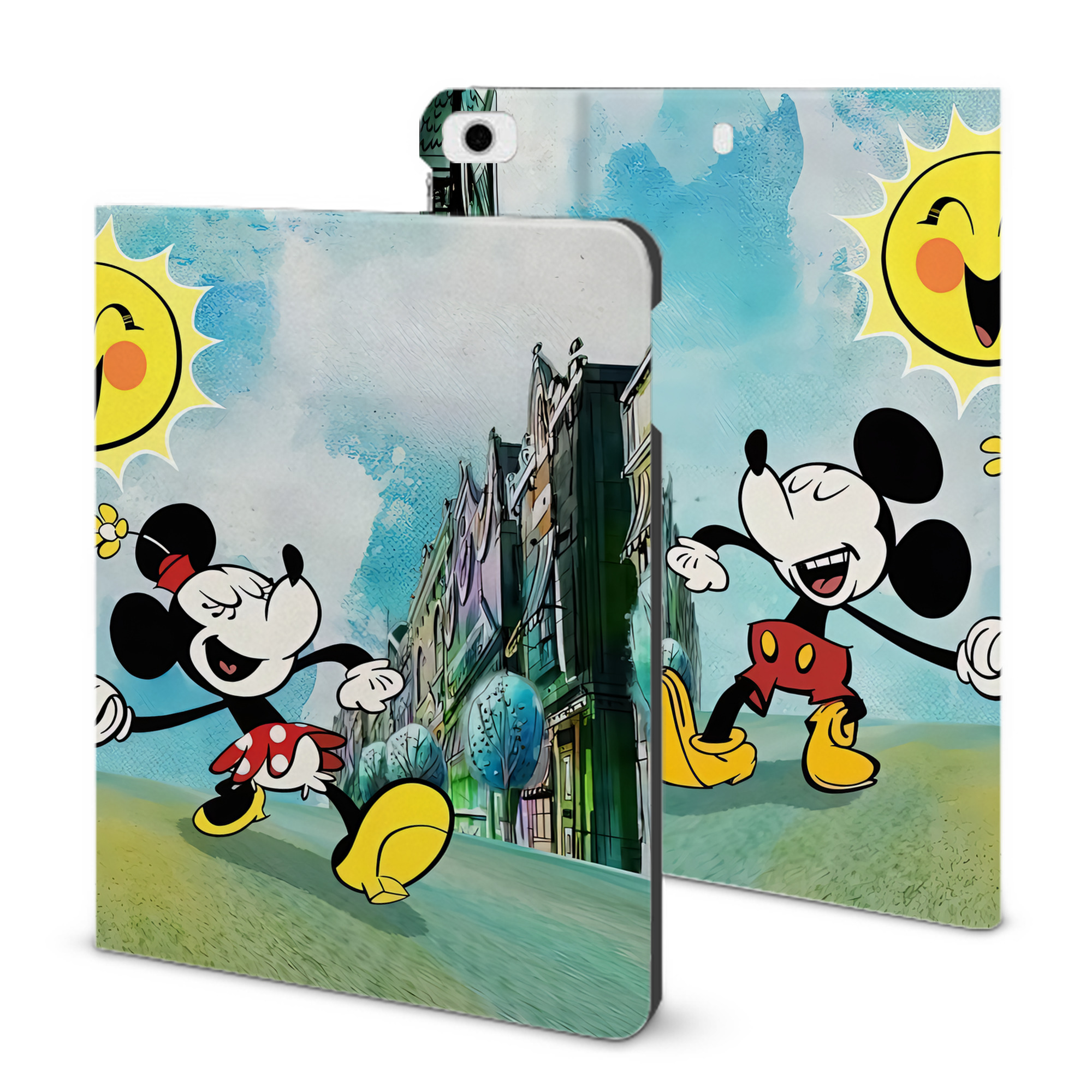 （画像用） ミッキーマウス Mickey Mouse IPad ケース ブック型 PUレザー TPU 耐衝撃 軽量 薄型 ペン収納なし 全面保護 IPad 各モデル対応